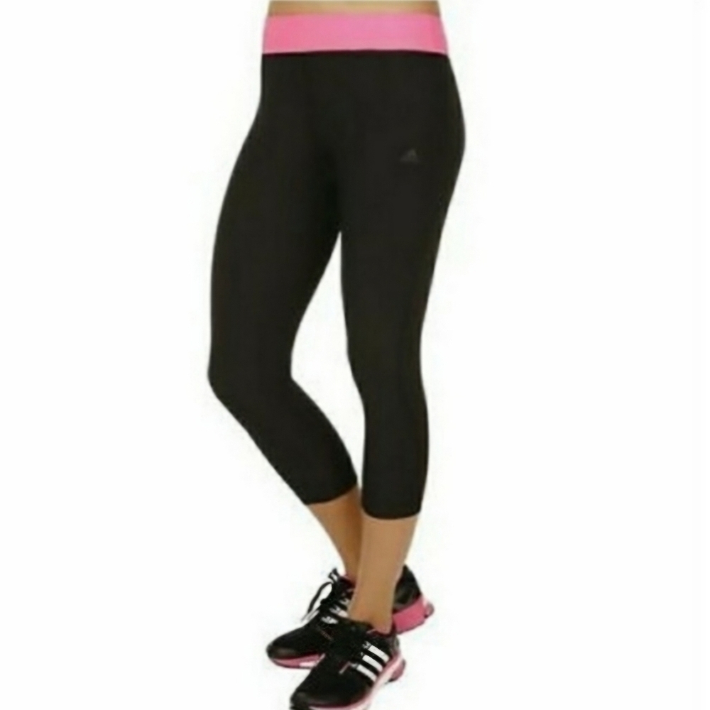 Adidas Climalite Capri Leggings Black/ Pink Waistband Size S Adidas - Picture 4 of 10